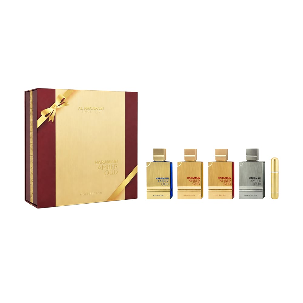 Парфумований набір унісекс Al Haramain Amber Oud Collection Gift Set (парфумована вода, 4*60 мл + атомайзер, 1 шт)